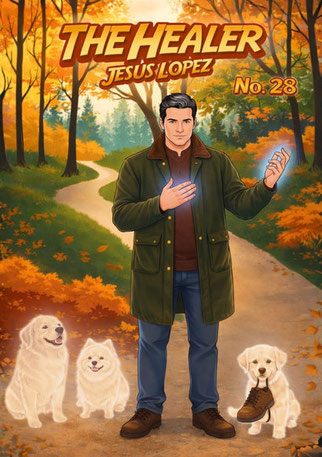 The Healer Jesus Lopez, 28, Jesus Lopez mit drei Hunden auf einem Waldweg, Comiccover