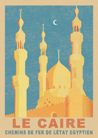Ilustración de cartel de viajes vintage - "LE CAIRE" - DECAPÉ arte digital
