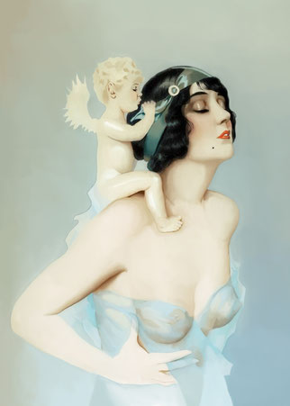 Art Decó - Nouveau " Musa y cupido" Alberto Vargas