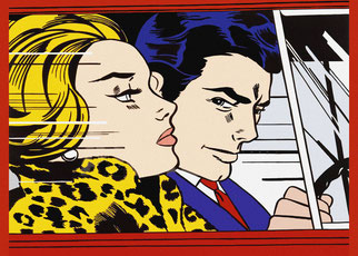 Ilustración Pop  In the car   Roy Lichtenstein  DECAPÉ arte digital