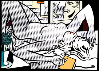 ilustración, pop art, arte pop, Roy Lichtenstein, pintura, desnudo