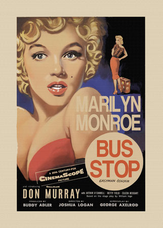 Ilustración Cine clásico "Bus Stop" DECAPÉ arte digital