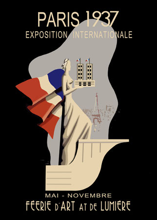 ilustraciones y carteles vintage exposición internacional Paris 1937  DECAPÉ arte digital