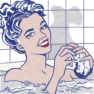 Ilustración Pop  Mujer en el baño  Roy Lichtenstein  DECAPÉ arte digital