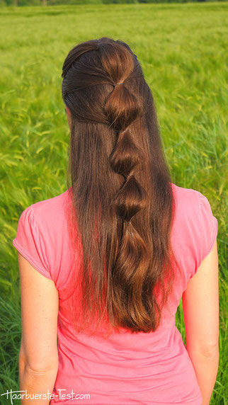 Wellen Zopf halboffen, Wellenfrisur, einfache Frisur für lange Haare