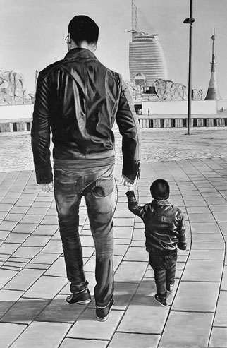 Vater und Sohn,  Acryl 80 x 120 cm,  2021    Auftragsarbeit 