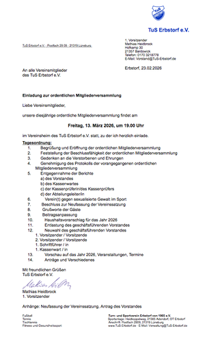 Einladung zur Mitgliederversammlung