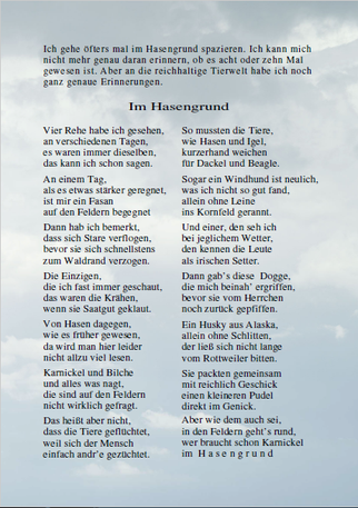 Gedicht über die Natur im Hasengrund von Gerhard Steil