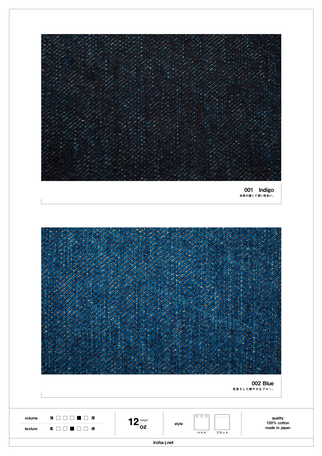 児島デニム、インディゴ色、ブルー色、掲載