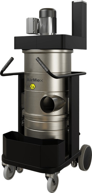 AirMex DTX-1500 ATEX Absauganlage – mobiler Staubabscheider aus Edelstahl mit 50-Liter-Sammelbehälter