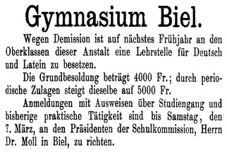 Stelleninserat von 1908