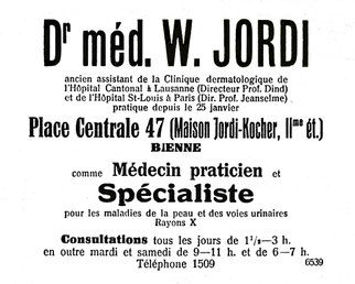 Inserat des Journal du Jura vom 7. Februar 1924.