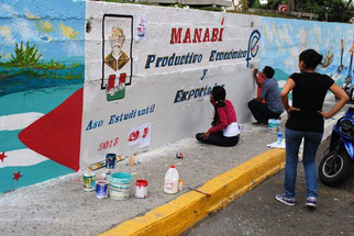 Un mural en la U. que levanta el orgullo de pertenencia a Manabí. Manta, Ecuador.