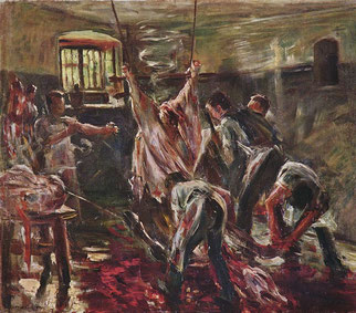 Dépouille d'un bovin dans un abattoir (Lovis Corinth, 1893)