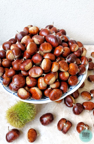 Esskastanien, Schüssel, Früche