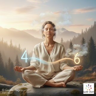 Exercice de respiration 4-6 en sophrologie – Femme en méditation dans les montagnes du Pertuis, illustrant la cohérence cardiaque et la gestion du stress avec Gaëlle Pagès en Haute-Loire.