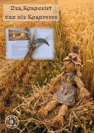 ein Kornfeld mit Kornpuppe und Korngeist