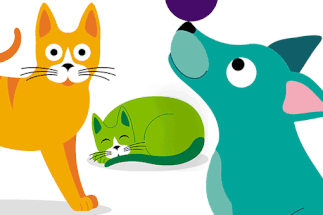 Dokas, six animated illustrations; cats and dogs