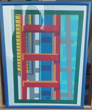 Collage - Fenster mit Leiter nichter Glas