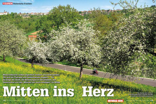 Vom Therapeuten verordnet: Bunte Streuobstwiesen im Jagsttal unterhalb der Skyline des Fürstensitzes Langenburg.