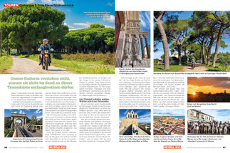 Pinienversteck: Gut Mas de la Cigale / Brückenschlag: Pont de Forques (Petit Rhône, Arles) / Kunst & Kultur: Abteikirche Saint Gilles / Einladend: Mas de Bagatelle / Bonne nuit, Vauvert / Notre-Dame-de-la-Mer, Saintes-Maries / Fête du Cheval, Saintes M.