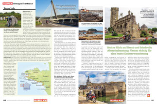 Kurios: Steinreihen von Kerzerho / Krumme Sache: Pont de Ténérez über die Aulne / Verrostete Fischerträume in Camaret-sur-Mer / Naturboule in der Bucht von Saint-Guirec / Triumphal: Enclos Paroissial de Sizun / Uneinnehmbar: Altstadt von Concarneau