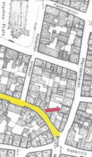 City Map 1943 (Pferdemarkt rising to Untere Königsstraße)