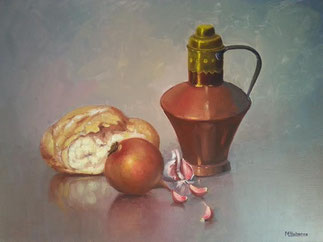 Pan y cebolla Óleo sobre lienzo 65 x 50