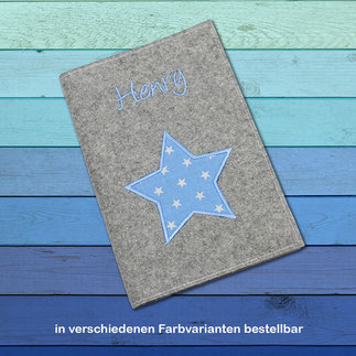 U-Hefthülle Filz hellgrau Stern