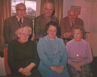 Back row from left: Jimmie Smith, Willie MacDonald, Willie Swanney; Front row from left: Annie Smith, Nancy Smith or MacDonald, Meg Smith or Swanney; Date, Place & Photographer unknown. From personal archives of Peter Crawley & Lorna MacDonald or Crawley