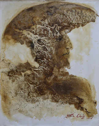 portrait of Don Quijote, mixed media, canvas