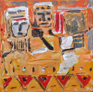 Untitled, from the series " Portraits ", 45x45 cm, Mixed media on paper.