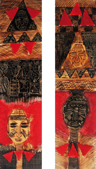Duo magique,  Diptych 2x65x40 cm , Mixed media on paper.