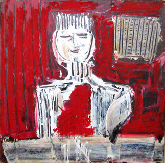 Untitled, from the series " Portraits ", 45x45 cm, Mixed media on paper.