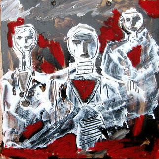 Untitled, from the series " Portraits ", 45x45 cm, Mixed media on paper.