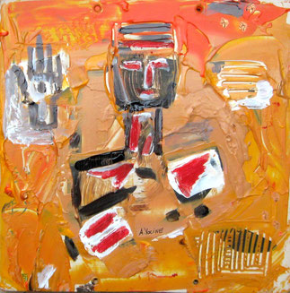 Untitled, from the series " Portraits ", 45x45 cm, Mixed media on paper.