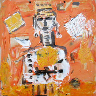 Untitled, from the series " Portraits ", 45x45 cm, Mixed media on paper.