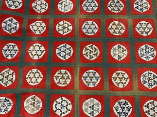 Quilt Red Blocks with Star Circles $45.00