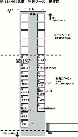 たなはる2016　闘鶏神社　物販ゾーン配置図