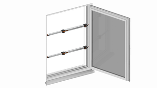 Ein MFS-System von Innotech in einem offenen Fenster montiert.