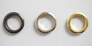 ハトメカーテンの金具見本