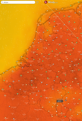 De verwachte temperaturen donderdag ---> zaterdag