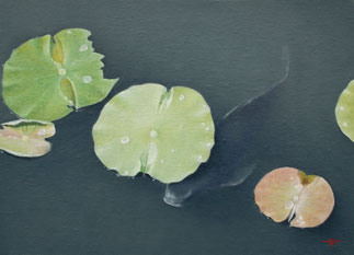 静かに泳ぐ 油彩 24.2x33.4cm