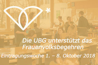 Frauenvolksbegehren unterschreiben - am 01. - 08. 2018 Bild:sp - Foto: Joachim Wiesner - Logo:frauenvolksbegehren