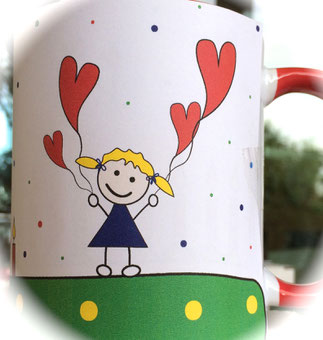 Henkelbecher, Geburtstagstassen, bunte Kaffeebecher, Becher, Mugs, Tassen, Tasse, große Tassen, Teebecher, mytassenland UKo-Art