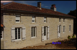 réalisation d'une façade en pierre apparente avec du Parex J39