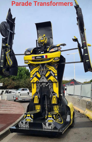 voiture transformers, location , voiture , reel , robot , bumblebee spectacle show foire 