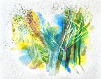Experimentelle Aquarellmalerei/ Malschule Worpswede