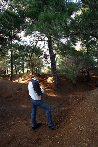 Sketching parts of Symphony No. 2 "Gallipoli" in the trenches at Lone Pine, December, 2008. Photographer unknown.