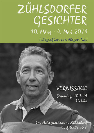 Einladung zur Vernissage Fotoausstellung "Zühlsdorfer Gesichter" von Jürgen Naß